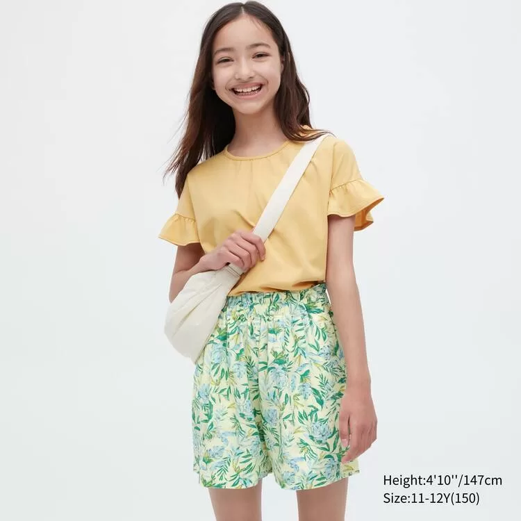 Uniqlo Linen Blend Flower Print Easy Boys Shorts Cream Uniqlo Linen Blend Flower Print Easy Boys Shorts Cream