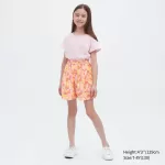 Uniqlo Linen Blend Flower Print Easy Kids Shorts Pink
