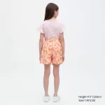 Uniqlo Linen Blend Flower Print Easy Kids Shorts Pink
