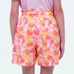 Uniqlo Linen Blend Flower Print Easy Kids Shorts Pink