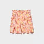 Uniqlo Linen Blend Flower Print Easy Kids Shorts Pink