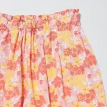 Uniqlo Linen Blend Flower Print Easy Kids Shorts Pink