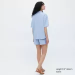 Uniqlo Linen Blend Short Sleeved Set Women’s Homewear Blue