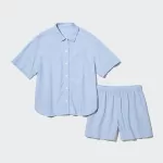 Uniqlo Linen Blend Short Sleeved Set Women’s Homewear Blue
