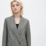 Uniqlo Linen Blend Women’s Jackets Olive Green