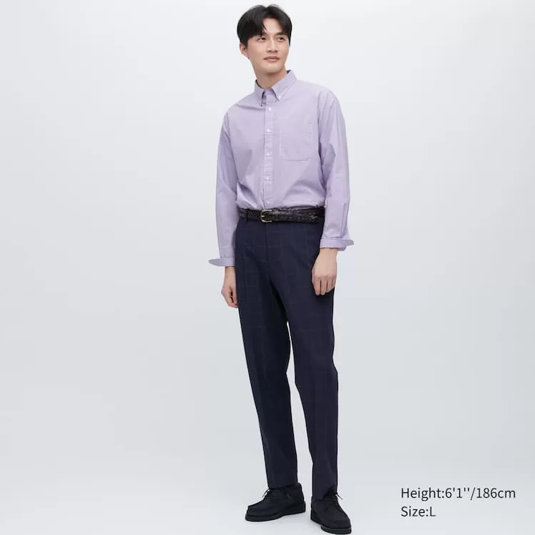 Uniqlo Men’s Smart Patterned Ankle Length (Long) Pants Navy Blue Uniqlo Men’s Smart Patterned Ankle Length (Long) Pants Navy Blue