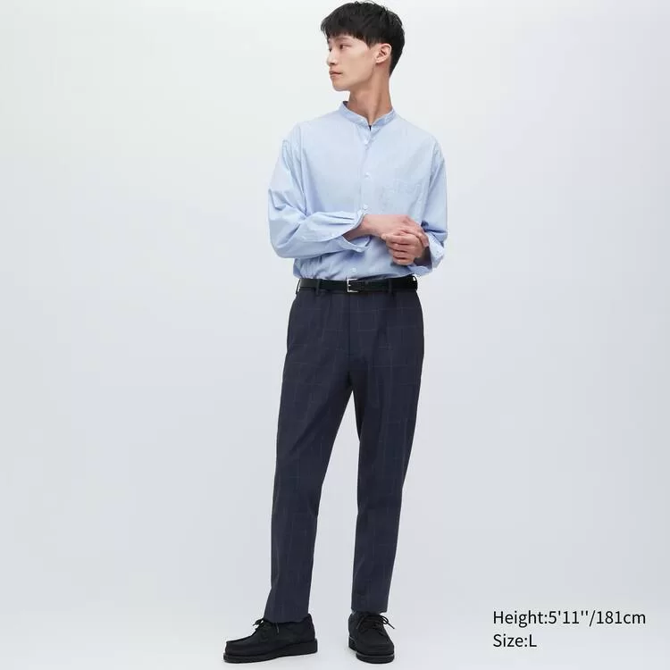 Uniqlo Men’s Smart Patterned Ankle Length Pants Navy Blue Uniqlo Men’s Smart Patterned Ankle Length Pants Navy Blue