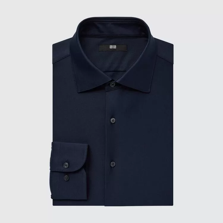 Uniqlo Non-iron Jersey Regular Fit (Semi-cutaway Collar) Men’s Shirts Navy Blue Uniqlo Non-iron Jersey Regular Fit (Semi-cutaway Collar) Men’s Shirts Navy Blue