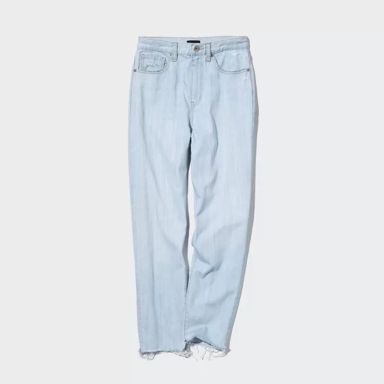 Uniqlo Peg High Rise Distressed Jeans Women Blue Uniqlo Peg High Rise Distressed Jeans Women Blue