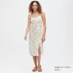 Uniqlo Printed Front Slit Camisole Dress Women White