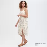 Uniqlo Printed Front Slit Camisole Dress Women White