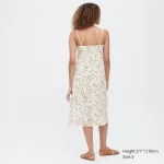 Uniqlo Printed Front Slit Camisole Dress Women White