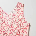 Uniqlo Printed V Neck Sleeveless Mini Dress Women Red