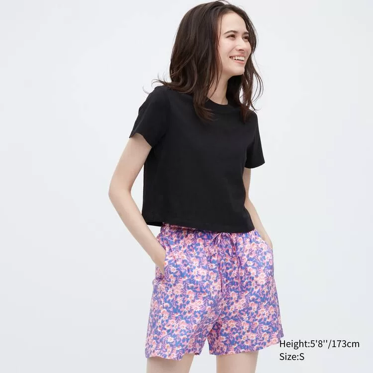 Uniqlo Rayon Easy Printed Women’s Shorts Pink Uniqlo Rayon Easy Printed Women’s Shorts Pink