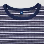 Uniqlo Ribbed Striped Cropped T-Shirt Kids Blue