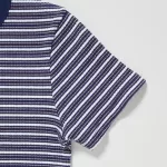 Uniqlo Ribbed Striped Cropped T-Shirt Kids Blue