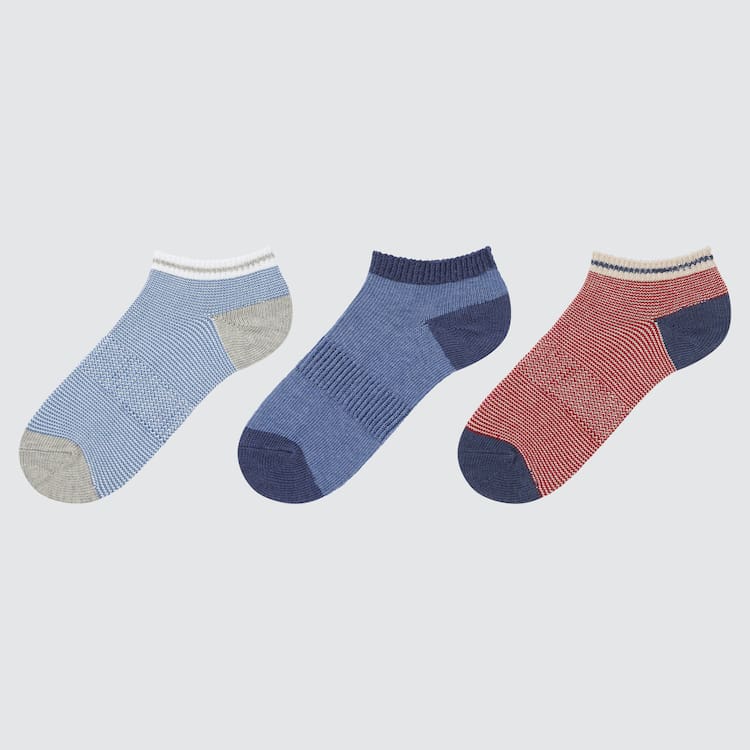 Uniqlo Short Socks (Three Pairs) Kids Blue Red Uniqlo Short Socks (Three Pairs) Kids Blue Red