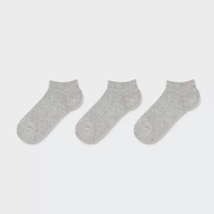 Uniqlo Short Socks (Three Pairs) Kids Grey Uniqlo Short Socks (Three Pairs) Kids Grey