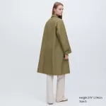 Uniqlo Single Breasted Women’s Coats Olive Green