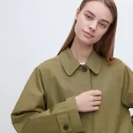 Uniqlo Single Breasted Women’s Coats Olive Green