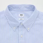 Uniqlo Slim Fit Striped Oxford Shirt (Button-down Collar) Men Blue