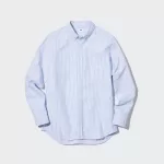 Uniqlo Slim Fit Striped Oxford Shirt (Button-down Collar) Men Blue