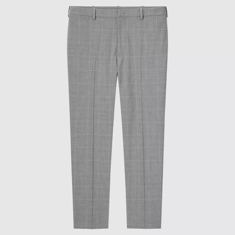 Uniqlo Smart Comfort Glen Checked Ankle Length (Long) Pants Men Grey Uniqlo Smart Comfort Glen Checked Ankle Length (Long) Pants Men Grey