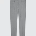 Uniqlo Smart Comfort Glen Checked Ankle Length Pants Men Grey