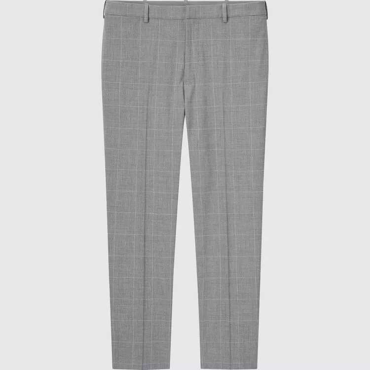 Uniqlo Smart Comfort Glen Checked Ankle Length Pants Men Grey Uniqlo Smart Comfort Glen Checked Ankle Length Pants Men Grey