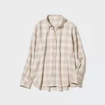 Uniqlo Soft Brushed Checked Long Sleeved Women’s Shirts Beige