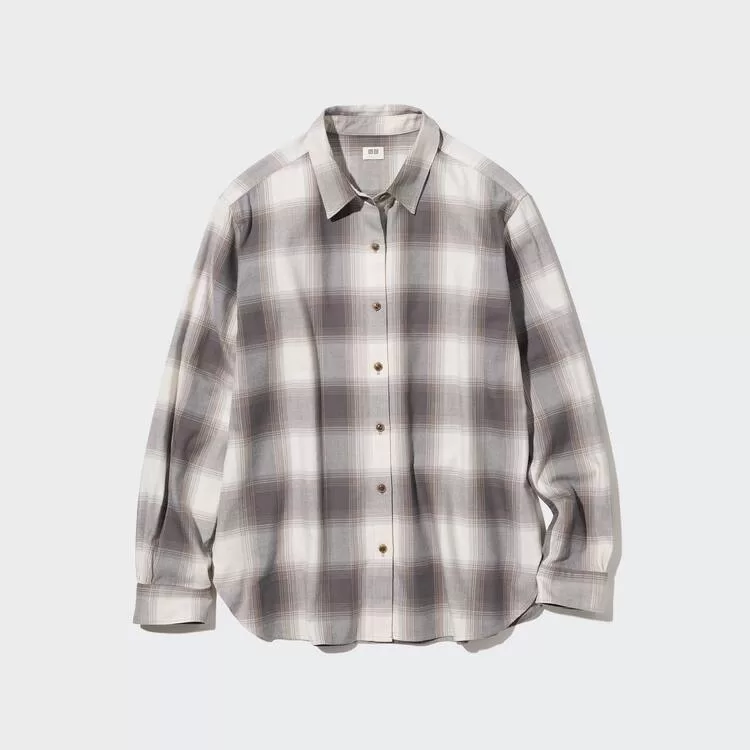 Uniqlo Soft Brushed Long Sleeved Women’s Shirts Grey Uniqlo Soft Brushed Long Sleeved Women’s Shirts Grey
