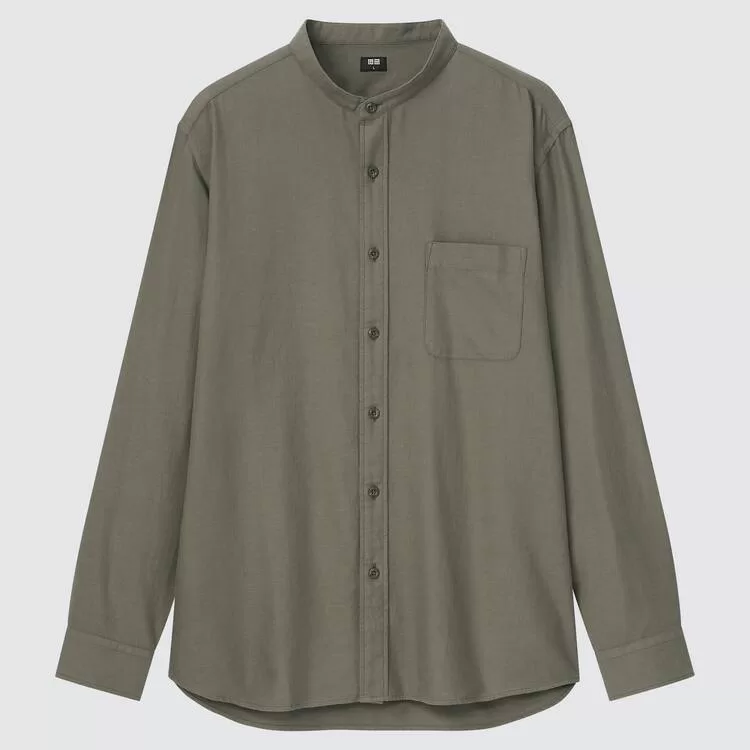 Uniqlo Soft Twill Regular Fit (Grandad Collar) Men’s Shirts Olive Green Uniqlo Soft Twill Regular Fit (Grandad Collar) Men’s Shirts Olive Green
