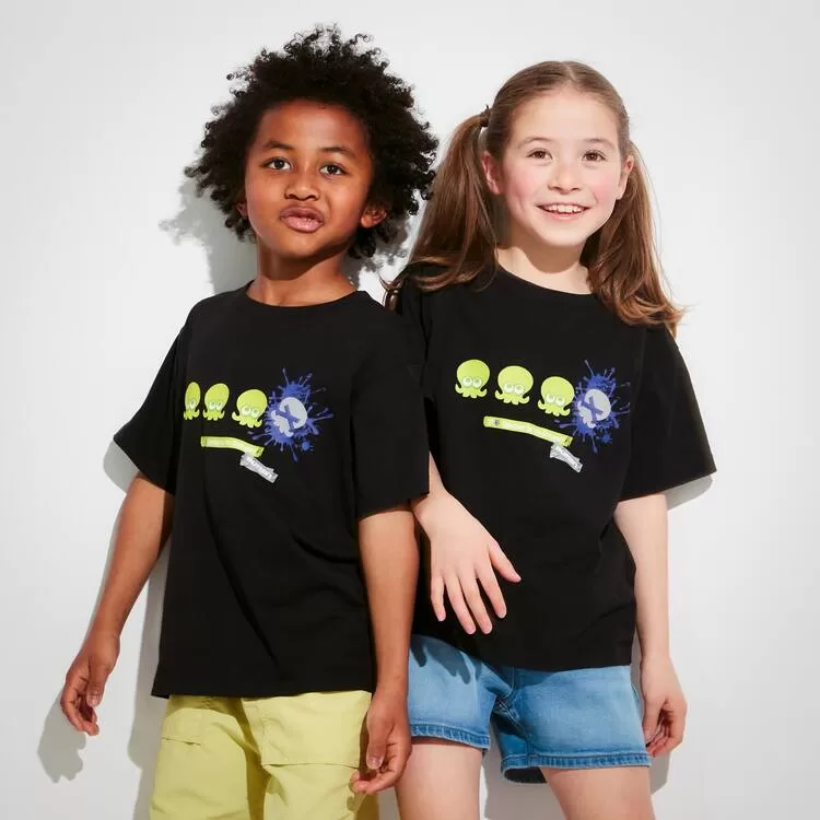 Uniqlo Splatoon 3 Ut Printed T-Shirt Kids Black Uniqlo Splatoon 3 Ut Printed T-Shirt Kids Black