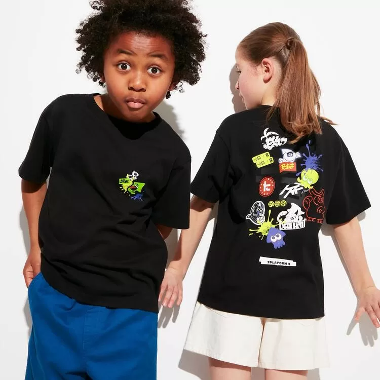 Uniqlo Splatoon 3 Ut Printed T-Shirt Kids Black Uniqlo Splatoon 3 Ut Printed T-Shirt Kids Black