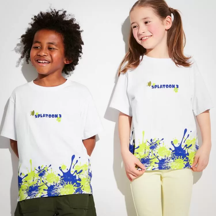 Uniqlo Splatoon 3 Ut Printed T-Shirt Kids White Uniqlo Splatoon 3 Ut Printed T-Shirt Kids White