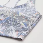 Uniqlo Square Neck Printed Active Wireless Bras Women Grey