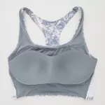 Uniqlo Square Neck Printed Active Wireless Bras Women Grey