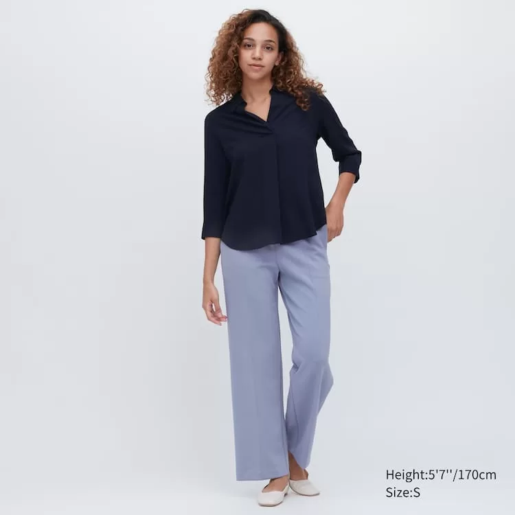 Uniqlo Stretch Direct Leg Women’s Pants Blue Uniqlo Stretch Direct Leg Women’s Pants Blue