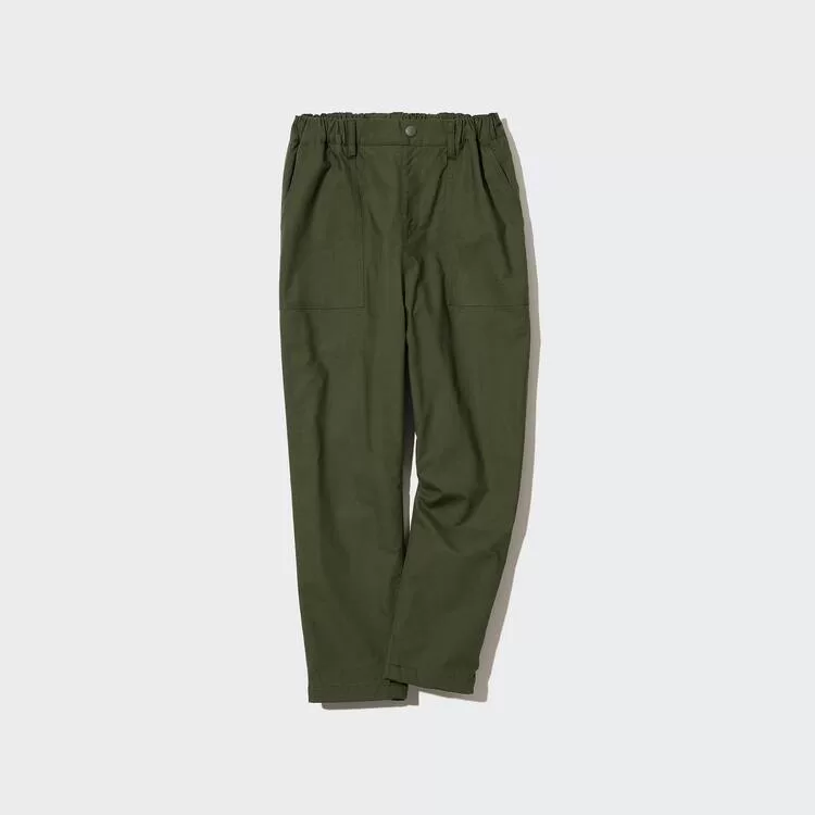 Uniqlo Stretch Warm Lined Baker Jogger Pants Kids Olive Green Uniqlo Stretch Warm Lined Baker Jogger Pants Kids Olive Green