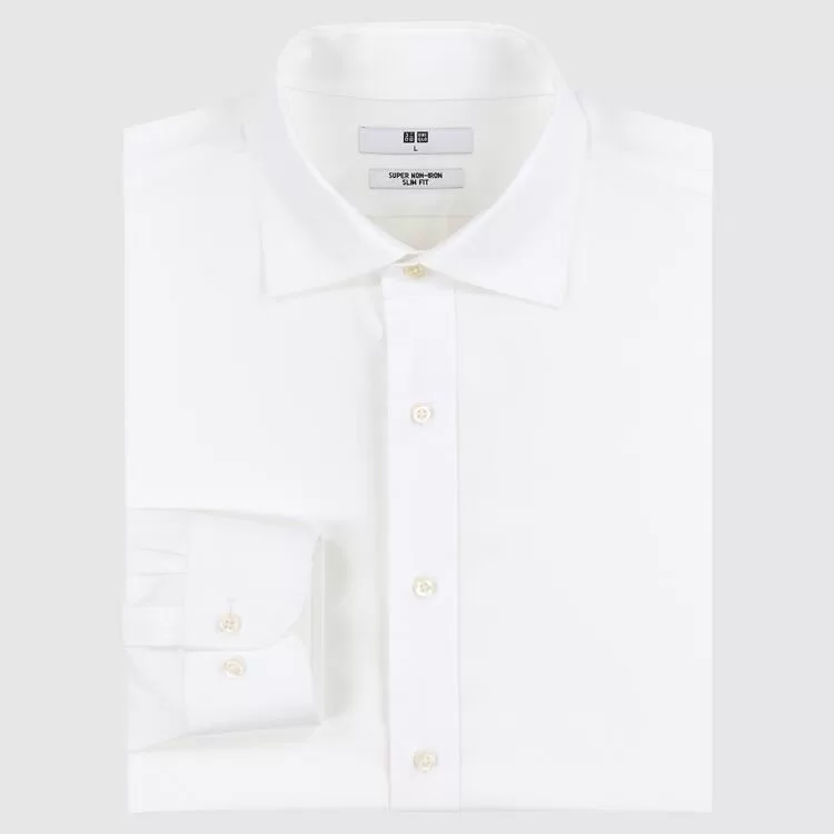 Uniqlo Super Non-iron Slim Fit (Semi-cutaway Collar) Shirts (2021 Season) Men White Uniqlo Super Non-iron Slim Fit (Semi-cutaway Collar) Shirts (2021 Season) Men White