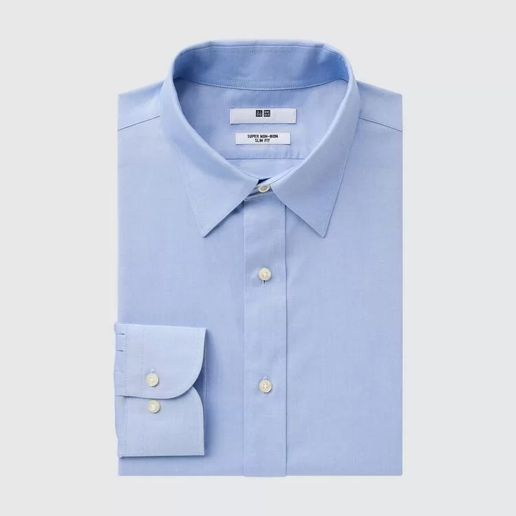 Uniqlo Super Non-iron Slim Fit Shirts (2020 Season) Men Light Blue Uniqlo Super Non-iron Slim Fit Shirts (2020 Season) Men Light Blue