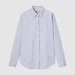 Uniqlo Supima Cotton Stretch Broadcloth Striped Long Sleeved Women’s Shirts Blue