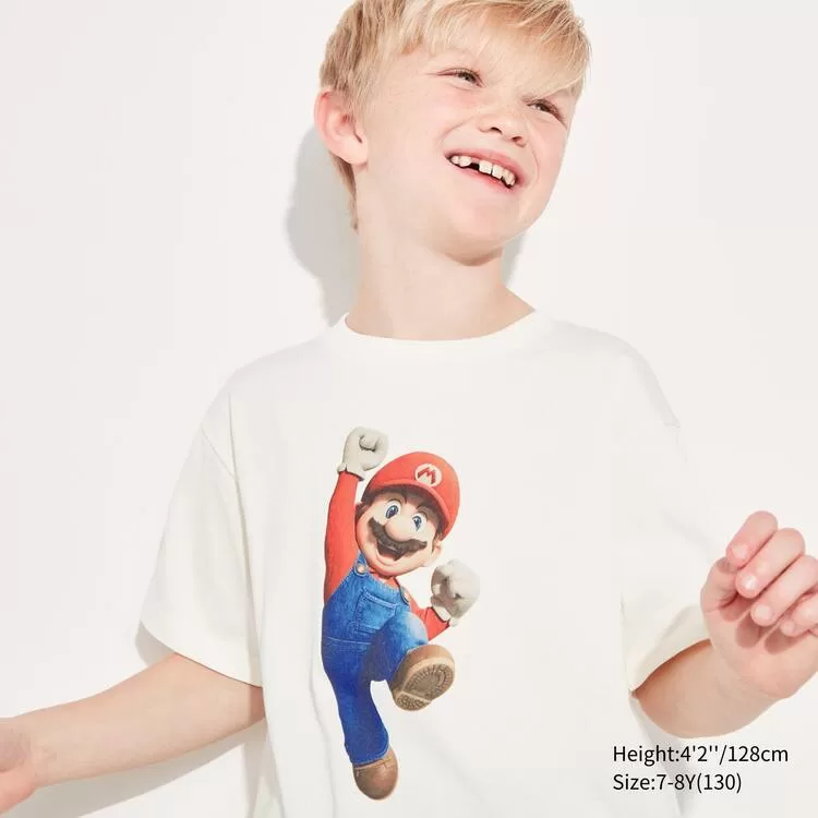 Uniqlo The Super Mario Bros Movie Ut Printed T-Shirt Kids White Uniqlo The Super Mario Bros Movie Ut Printed T-Shirt Kids White