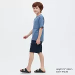Uniqlo U Airism Cotton Crew Neck Short Sleeved T-Shirt Kids Blue
