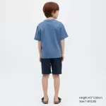 Uniqlo U Airism Cotton Crew Neck Short Sleeved T-Shirt Kids Blue