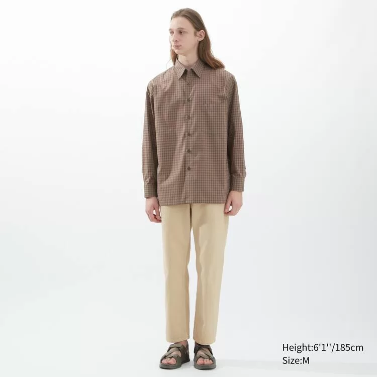 Uniqlo U Oversized Checked Casual Shirts for Men Grey Uniqlo U Oversized Checked Casual Shirts for Men Grey