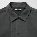 Uniqlo U Oversized Short Sleeved Work Shirts Women Dark Grey