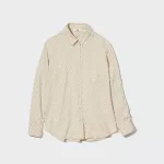Uniqlo Viscose Dotted Long Sleeved Women’s Blouses Beige