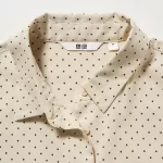 Uniqlo Viscose Dotted Long Sleeved Women’s Blouses Beige