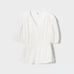Uniqlo Viscose Lawn Short Sleeved Women’s Blouses White